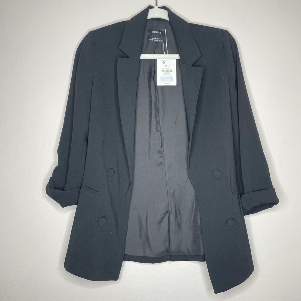 Bershka black casual open front blazer jacket XS